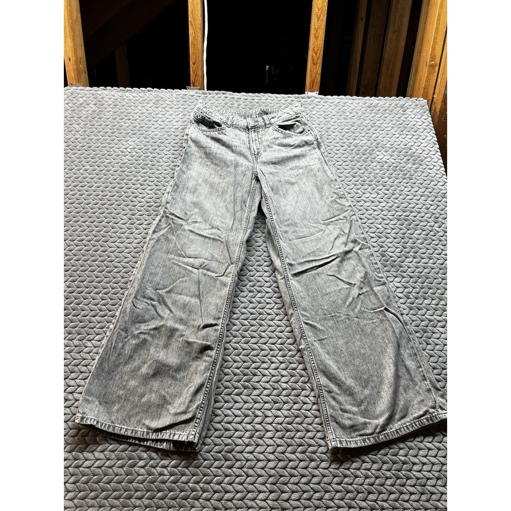 H&M Divided Jeans Womens 2 Gray Acid Wash Wide Leg Baggy Y2K